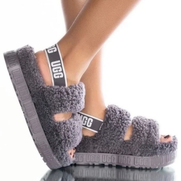 UGG Oh Fluffita sheepskin slingback platform slippers 8 - Picture 1 of 15